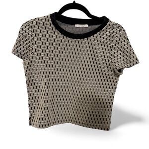 Zara Black and Cream Geometric Crop Top